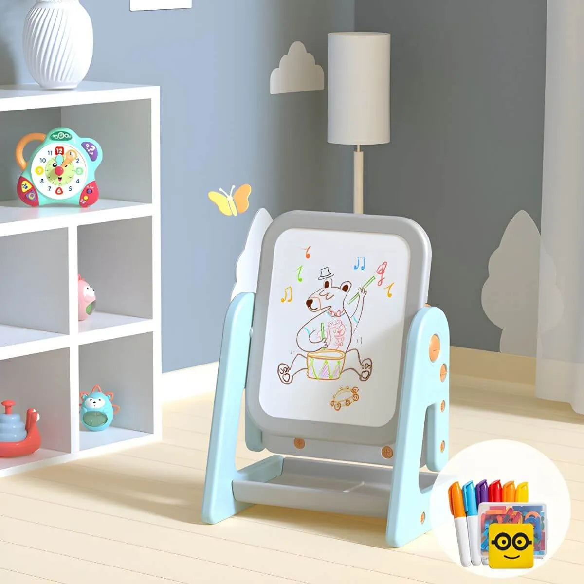 Kids' Foldable Writing Desk with Chair – Plastic, Waterproof & Storage