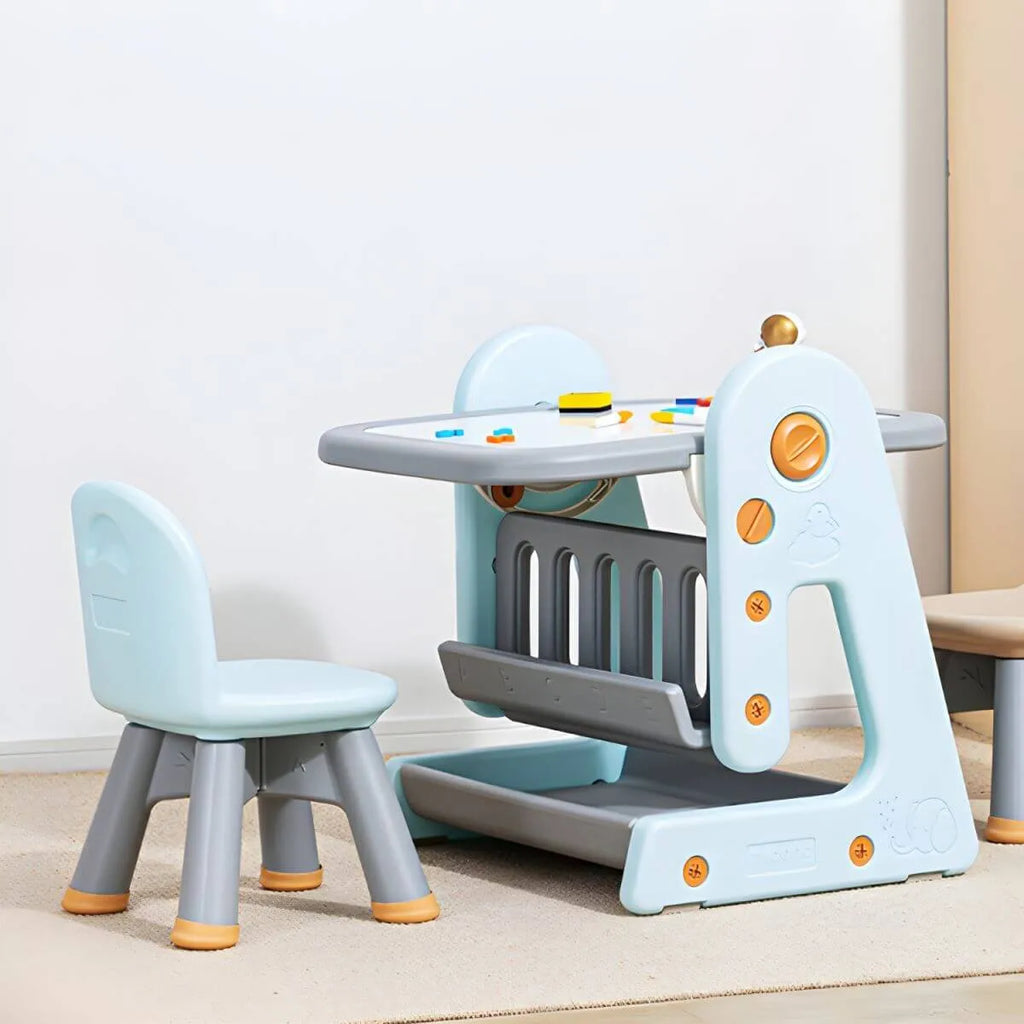 Kids' Foldable Writing Desk with Chair – Plastic, Waterproof & Storage Main Product Image