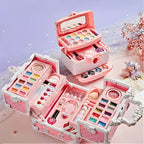 Kids Plastic Vanity Set with Doll, Mirror & Cosmetic Brushes
