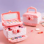 Kids Plastic Vanity Set with Doll, Mirror & Cosmetic Brushes