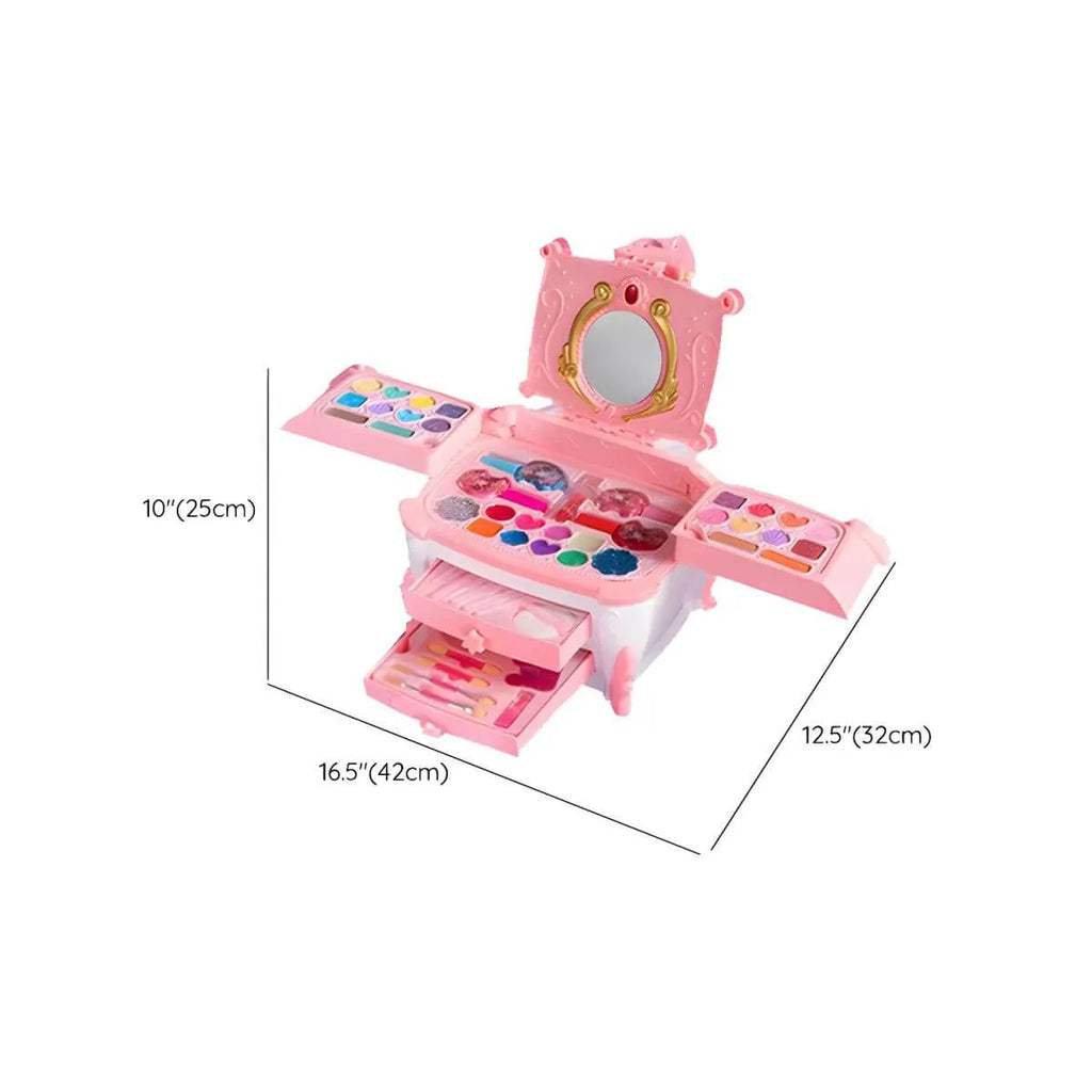 Kids Plastic Vanity Set with Doll, Mirror & Cosmetic Brushes Dimensions