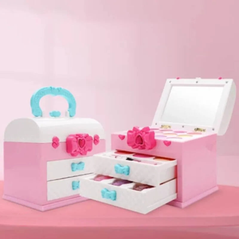 Kids Plastic Vanity Set with Mirror and Makeup Kit – Pink