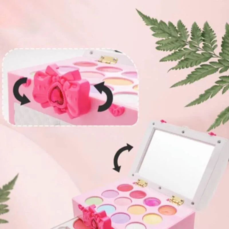 Kids Plastic Vanity Set with Mirror and Makeup Kit – Pink