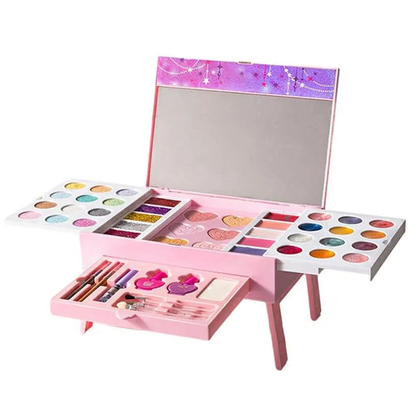 Kids Plastic Vanity Set with Mirror and Makeup Kit – Pink