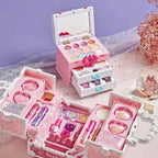 Kids Plastic Vanity Set with Mirror and Makeup Kit – Pink