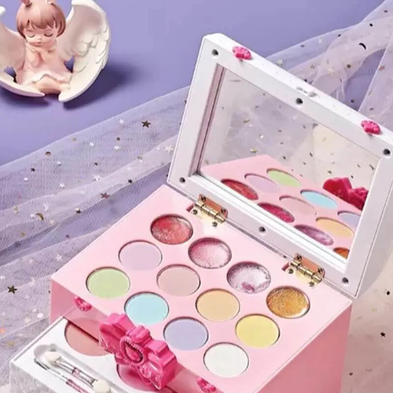 Kids Plastic Vanity Set with Mirror and Makeup Kit – Pink