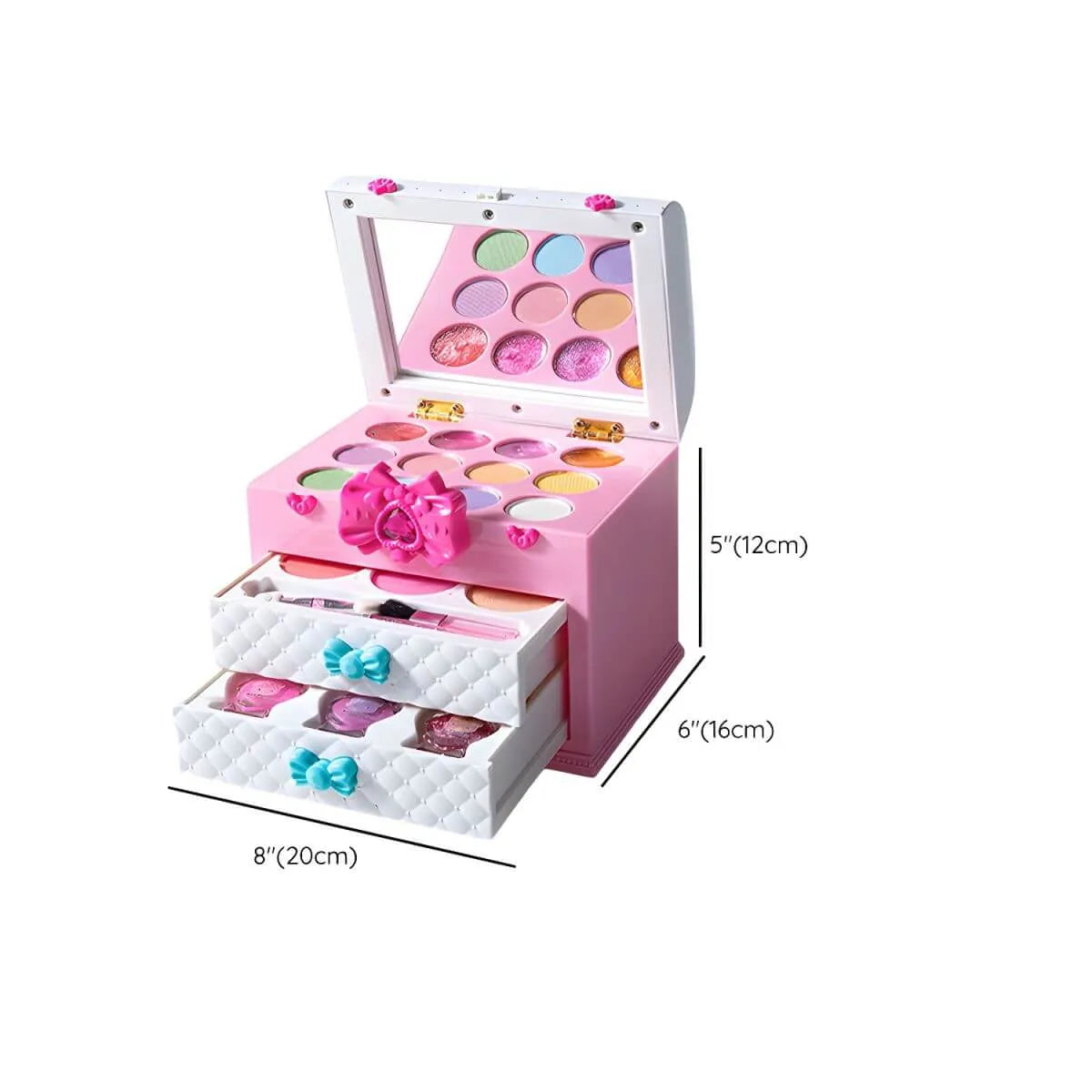 Kids Plastic Vanity Set with Mirror and Makeup Kit – Pink Dimensions