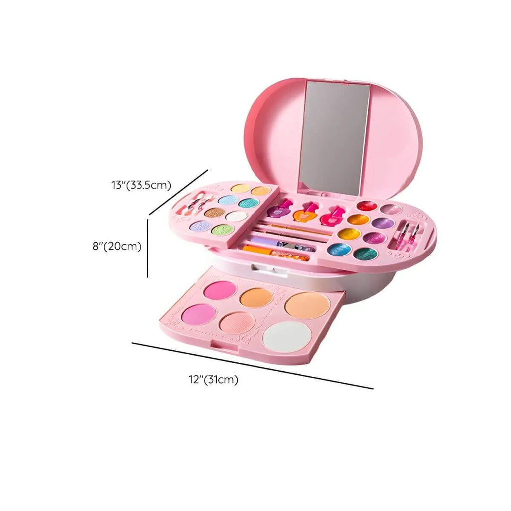 Kids Plastic Vanity Set with Mirror and Makeup Kit – Pink Dimensions