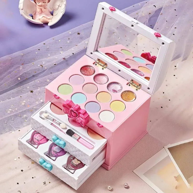 Kids Plastic Vanity Set with Mirror and Makeup Kit – Pink Main Product Image