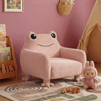 Kids Plush Frog Accent Chair with Rounded Arms and Cozy Reading Nook Style