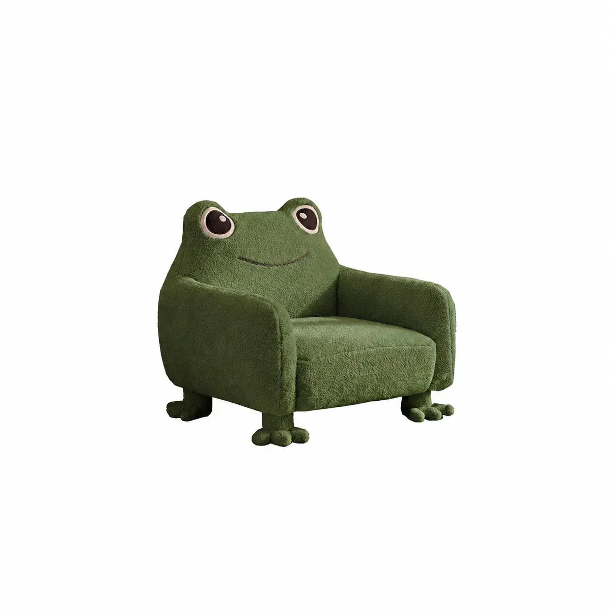Kids Plush Frog Accent Chair with Rounded Arms and Cozy Reading Nook Style