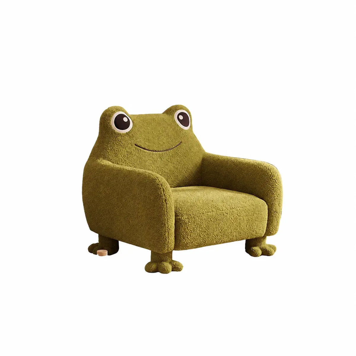 Kids Plush Frog Accent Chair with Rounded Arms and Cozy Reading Nook Style