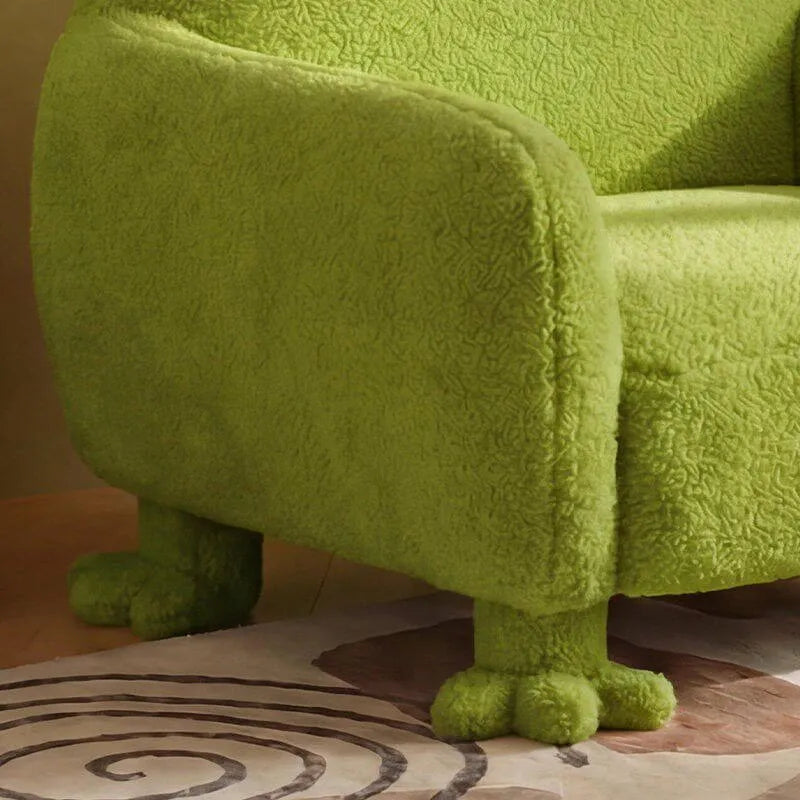Kids Plush Frog Accent Chair with Rounded Arms and Cozy Reading Nook Style