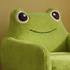 Kids Plush Frog Accent Chair with Rounded Arms and Cozy Reading Nook Style