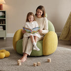 Kids Sculptural Boucle Reading Chair with Rounded Cocoon Form