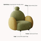 Kids Sculptural Boucle Reading Chair with Rounded Cocoon Form