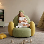 Kids Sculptural Boucle Reading Chair with Rounded Cocoon Form