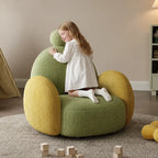 Kids Sculptural Boucle Reading Chair with Rounded Cocoon Form