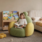 Kids Sculptural Boucle Reading Chair with Rounded Cocoon Form
