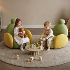 Kids Sculptural Boucle Reading Chair with Rounded Cocoon Form