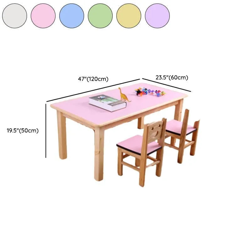 Kids' Solid Wood Writing Desk with Color-Block Top – Natural Base & Vibrant Finishes Dimensions