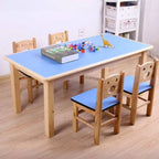 Kids' Solid Wood Writing Desk with Color-Block Top – Natural Base & Vibrant Finishes