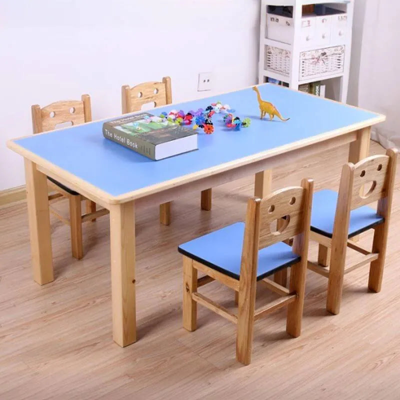 Kids' Solid Wood Writing Desk with Color-Block Top – Natural Base & Vibrant Finishes