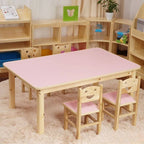 Kids' Solid Wood Writing Desk with Color-Block Top – Natural Base & Vibrant Finishes