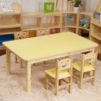 Kids' Solid Wood Writing Desk with Color-Block Top – Natural Base & Vibrant Finishes