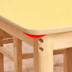 Kids' Solid Wood Writing Desk with Color-Block Top – Natural Base & Vibrant Finishes