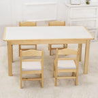 Kids' Solid Wood Writing Desk with Color-Block Top – Natural Base & Vibrant Finishes