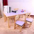 Kids' Solid Wood Writing Desk with Color-Block Top – Natural Base & Vibrant Finishes