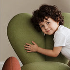 Kids Velvet Bunny Accent Sofa Chair with Rounded Arms for Reading Nooks
