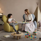 Kids Velvet Bunny Accent Sofa Chair with Rounded Arms for Reading Nooks