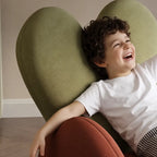 Kids Velvet Bunny Accent Sofa Chair with Rounded Arms for Reading Nooks