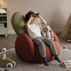 Kids Velvet Bunny Accent Sofa Chair with Rounded Arms for Reading Nooks