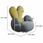 Kids Velvet Bunny Accent Sofa Chair with Rounded Arms for Reading Nooks Dimensions