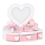 Kids Wood Makeup Vanity Set with Mirror and Toy Accessories