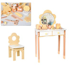 Kids Wood Makeup Vanity Set with Mirror and Toy Accessories
