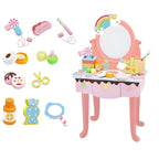 Kids Wood Makeup Vanity Set with Mirror and Toy Accessories