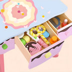 Kids Wood Makeup Vanity Set with Mirror and Toy Accessories