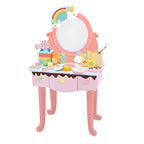 Kids Wood Makeup Vanity Set with Mirror and Toy Accessories
