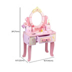 Kids Wood Makeup Vanity Set with Mirror and Toy Accessories Dimensions