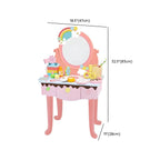 Kids Wood Makeup Vanity Set with Mirror and Toy Accessories Dimensions