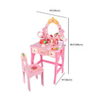 Kids Wood Makeup Vanity Set with Mirror and Toy Accessories Dimensions