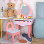Kids Wood Makeup Vanity Set with Mirror and Toy Accessories Main Product Image
