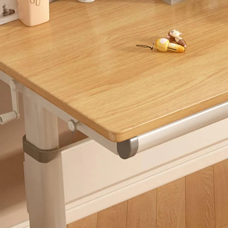 Kids Writing Desk with Adjustable Height, Wood Top & Integrated Storage