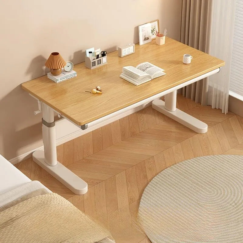 Kids Writing Desk with Adjustable Height, Wood Top & Integrated Storage