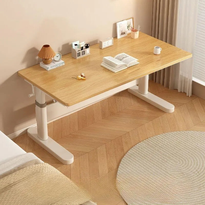 Kids Writing Desk with Adjustable Height, Wood Top & Integrated Storage