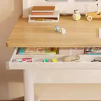Kids Writing Desk with Adjustable Height, Wood Top & Integrated Storage